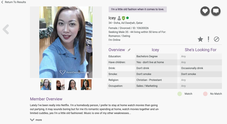 Asian Dating Profile